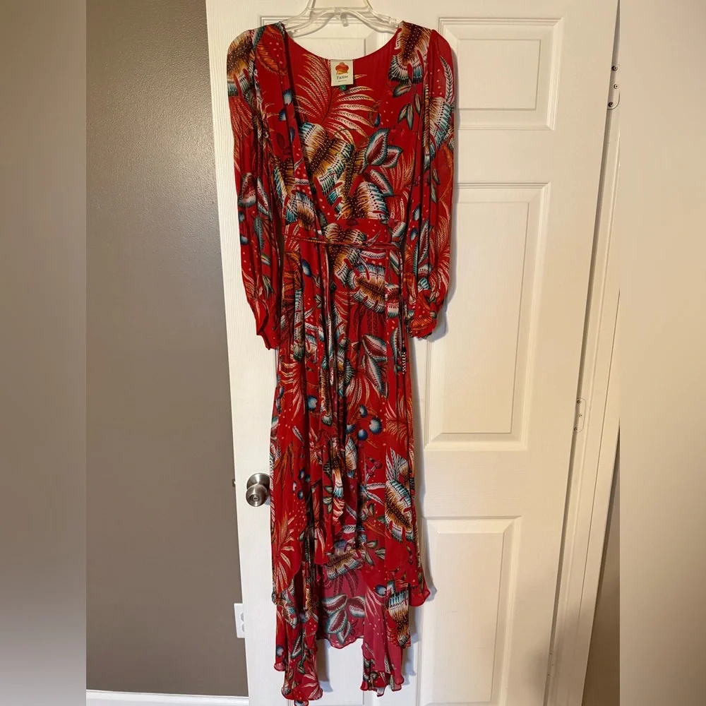 Farm Rio Elegant Red Floral Maxi Dress size small - Picture 2 of 8
